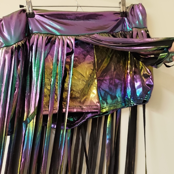 Shein Holographic Fringe Skirt sz 3x - Picture 2 of 3